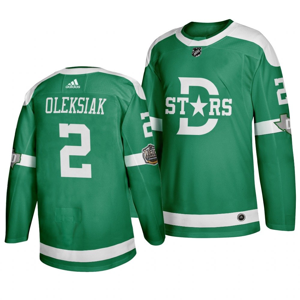Men's Dallas Stars #2 Jamie Oleksiak Green 2020 Winter Classic Hockey Jersey
